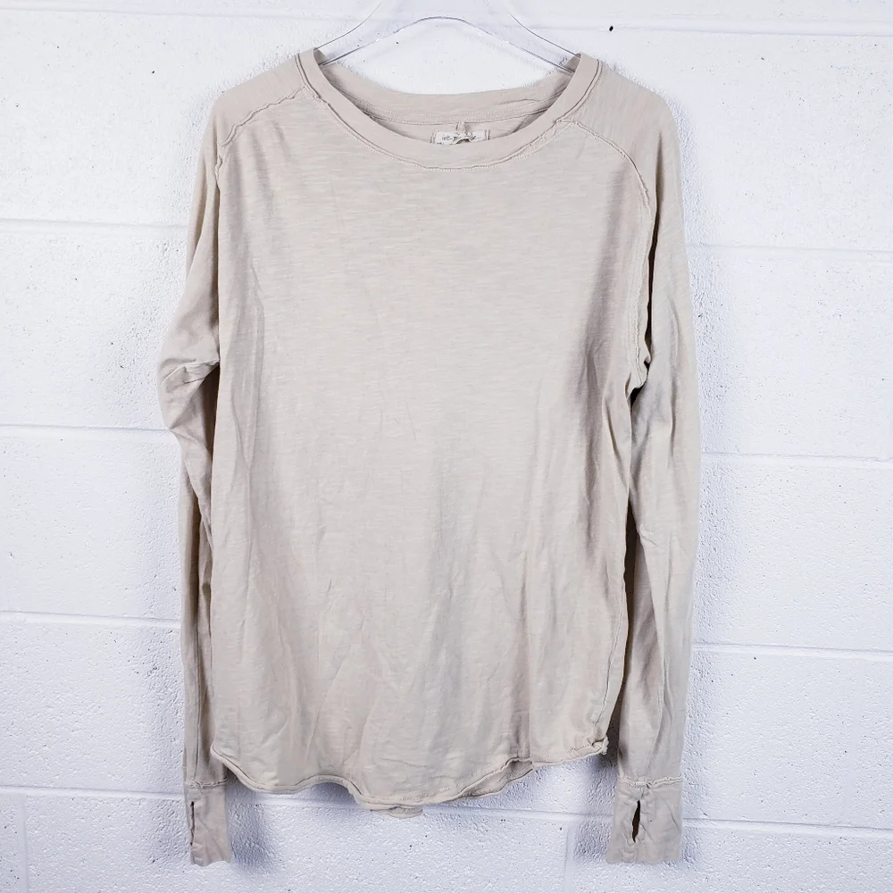 Free People We The Free Arden Oversized Long Sleeve Tee Morning Oat Size‎ Small
